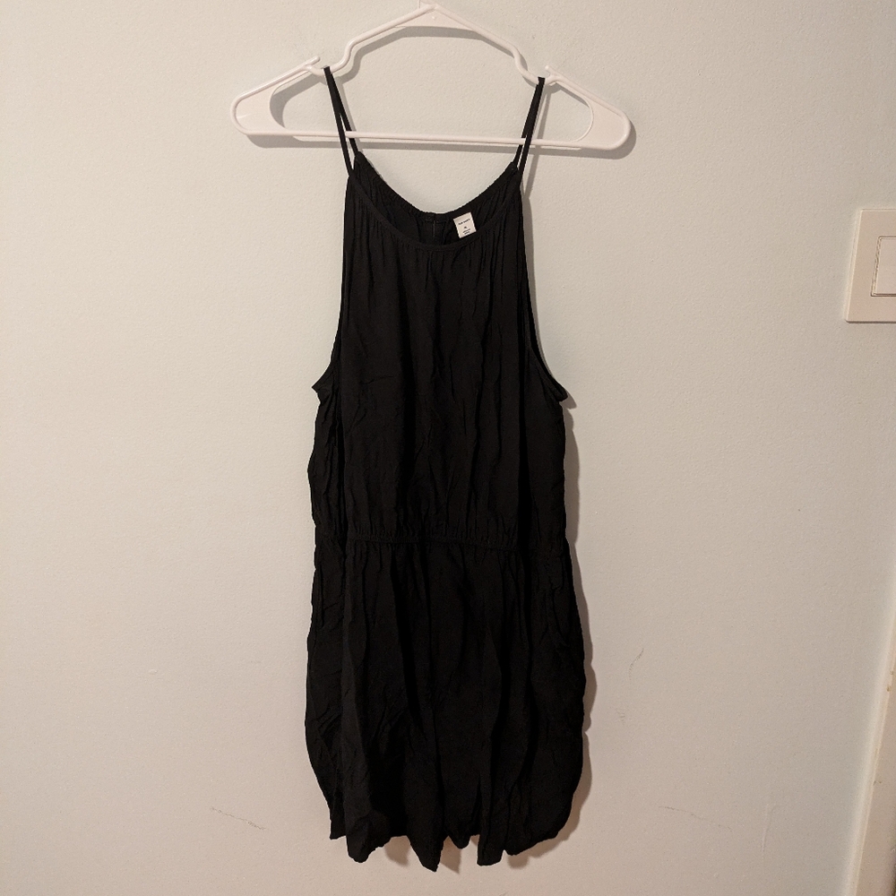 Old Navy Black Sleeveless Spaghetti Strap Surplice-Back Romper Size XL